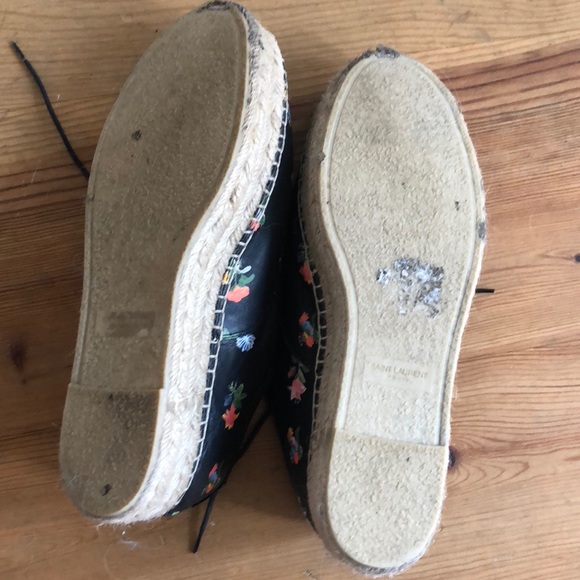 Saint Laurent Black Floral Lace Up Espradrille - Picture 4 of 7